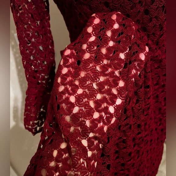 Rabbit Rabbit Rabbit Red Lace Dress 
Midi Length 3/4 Sleeves - Picture 4 of 6